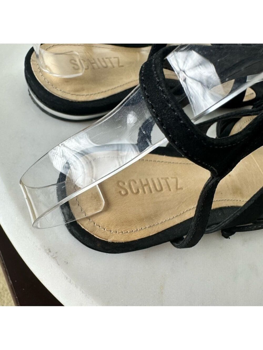 Schutz Erlina Black Suede Flat Gladiator Sandals Women’s 6.5B Strappy Boho Beach - Picture 6 of 9